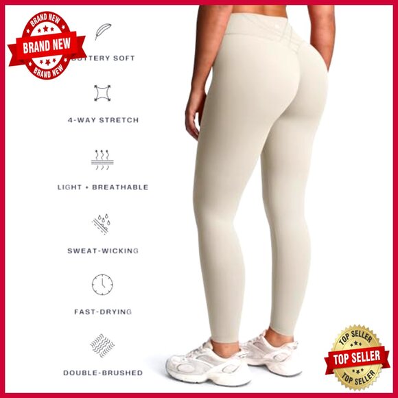 High Waisted PlushFlex Leggings Hidden Scrunch Workout Yoga Pants 26" - Picture 5 of 7